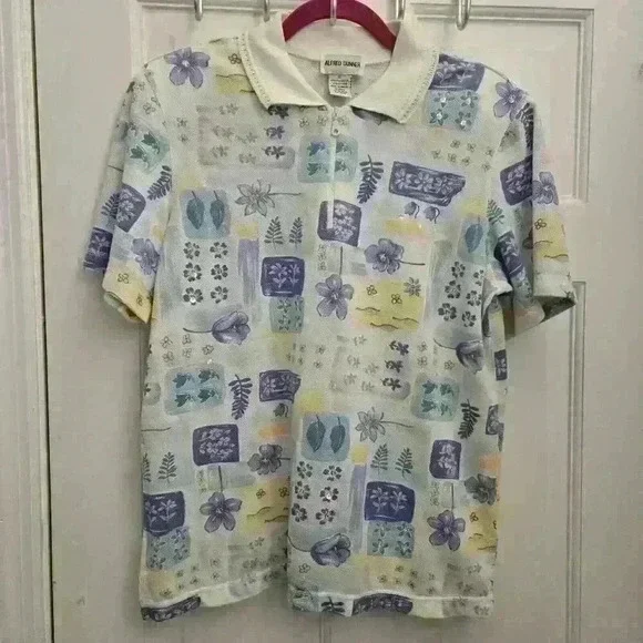 Alfred Dunner Vintage Polo Shirt W/Sequence &Zipper, Size S/M - Picture 1 of 4
